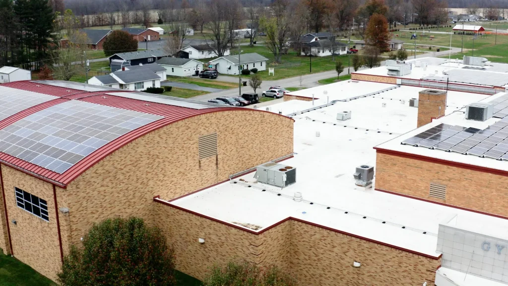 Finished roof of commercial building in Crothersville.